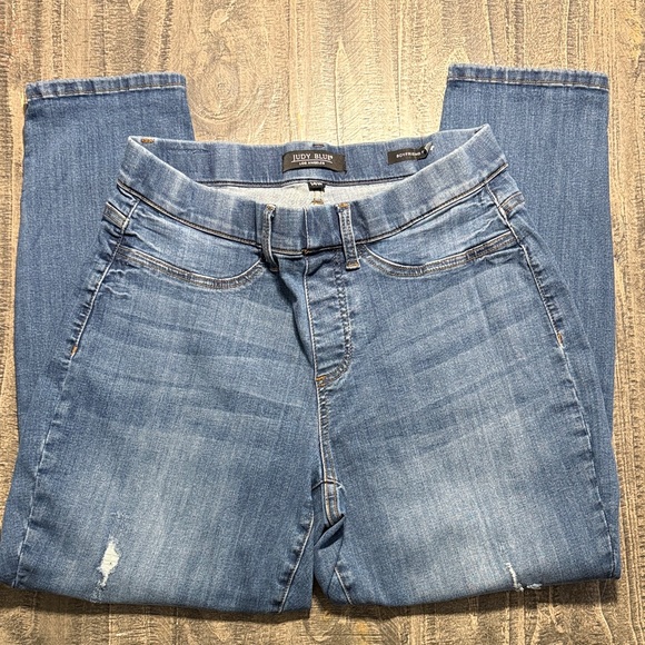 Judy Blue Medium Blue Boyfriend Skinny Pull On Jeans - Picture 3 of 10